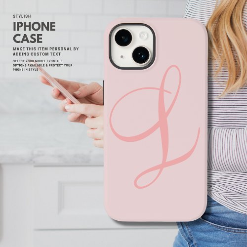 Elegant Minimalist Blush Big Calligraphy Initial Case_Mate iPhone 14 Case