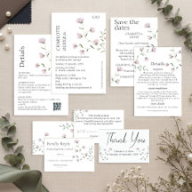 Elegant Minimalist Blush Floral Wedding Invitation