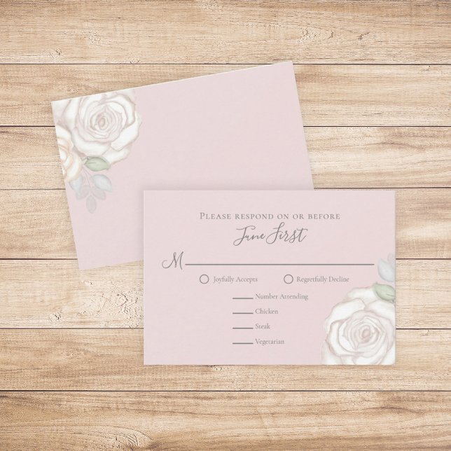 Elegant Minimalist Blush Floral Wedding RSVP Card (Creator Uploaded)