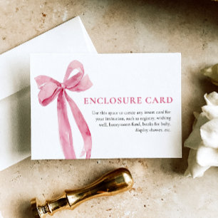 Elegant Minimalist Blush Pink Bow Enclosure Card