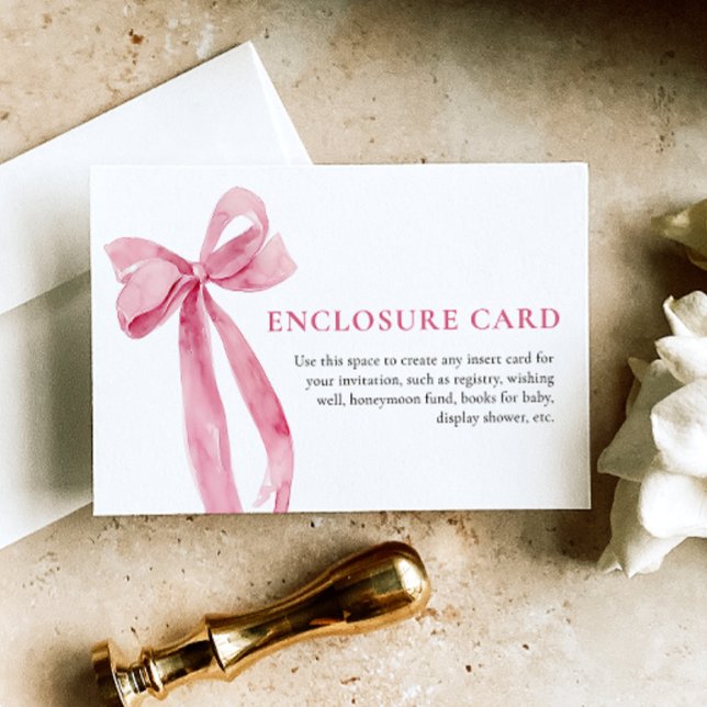 Elegant Minimalist Blush Pink Bow Enclosure Card (Creator Uploaded)