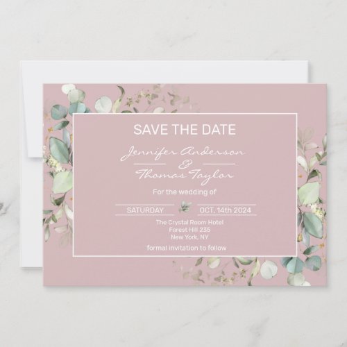 Elegant Minimalist Blush Pink Flat Save The Date 