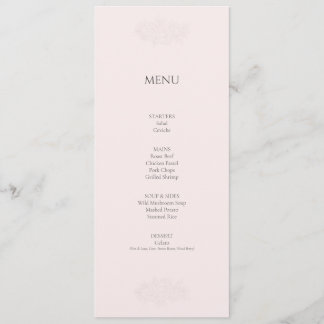 Elegant Minimalist Blush Pink Menu Card