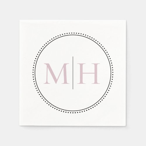 Elegant Minimalist Blush Pink Monogram Wedding Napkins