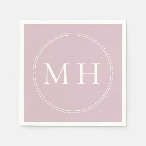 Elegant Minimalist Blush Pink Monogram Wedding Napkins