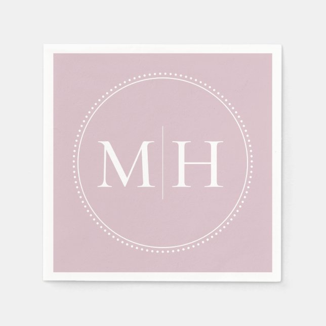 Elegant Minimalist Blush Pink Monogram Wedding Napkins (Front)