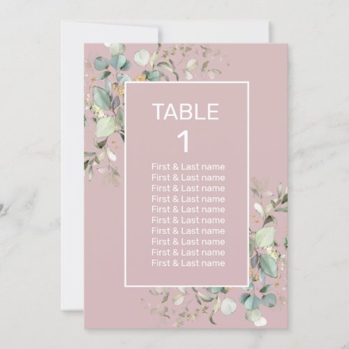Elegant Minimalist Blush Pink Wedding Table Number