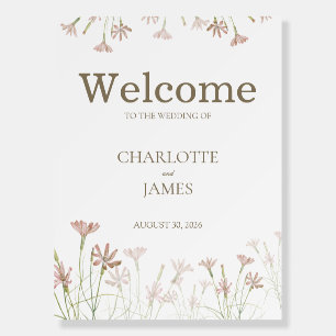 Elegant Minimalist Blush Pink Wildflower Wedding Foam Board