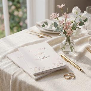 Elegant Minimalist Blush Pink Wildflower Wedding Foil Vow Books