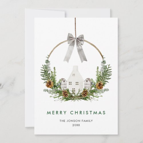 Elegant Minimalist Boho Christmas Composition Holiday Card