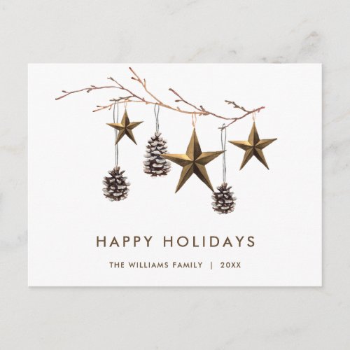 Elegant Minimalist Boho Christmas Greeting Holiday Postcard