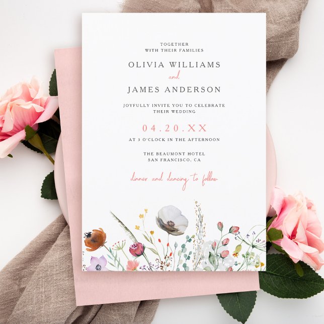 Elegant Minimalist Boho Floral Wedding Invitation (Creator Uploaded)