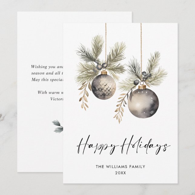 Elegant Minimalist Boho Merry Christmas Greeting Holiday Card (Front/Back)