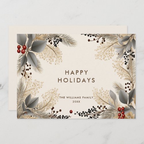 Elegant Minimalist Boho Merry Christmas Greeting Holiday Card