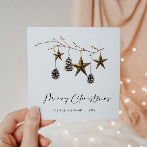 Elegant Minimalist Boho Merry Christmas Greeting Holiday Card
