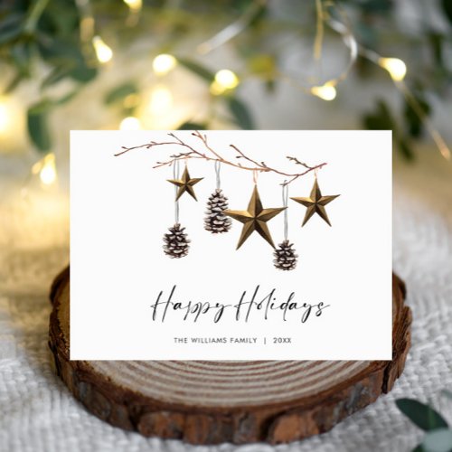 Elegant Minimalist Boho Merry Christmas Greeting Holiday Card