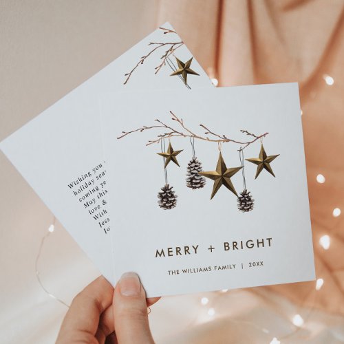 Elegant Minimalist Boho Merry Christmas Greeting Holiday Card