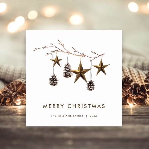 Elegant Minimalist Boho Merry Christmas Greeting Holiday Card