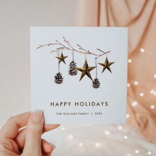 Elegant Minimalist Boho Merry Christmas Greeting Holiday Card