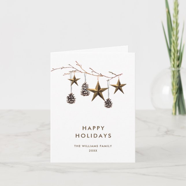 Elegant Minimalist Boho Merry Christmas Greeting Holiday Card (Front)