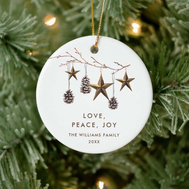 Elegant Minimalist Boho Merry Christmas Holiday Ceramic Ornament (Tree)
