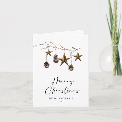 Elegant Minimalist Boho Merry Christmas Photo Holiday Card