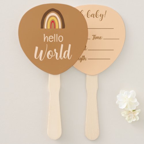 Elegant Minimalist Boho Rainbow Baby Announcemen Hand Fan