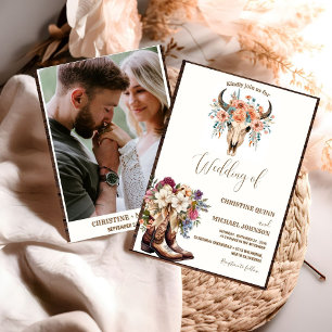 Elegant Minimalist Boho Western Cowboy Wedding Invitation