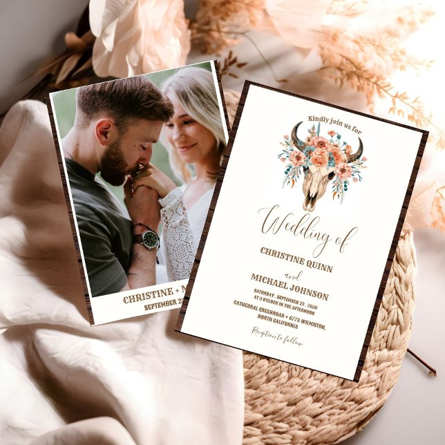 Elegant Minimalist Boho Western Cowboy Wedding Invitation (Creator Uploaded)