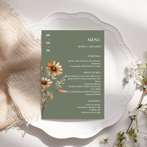  Elegant Minimalist Boho Wildflower Wedding Table Menu