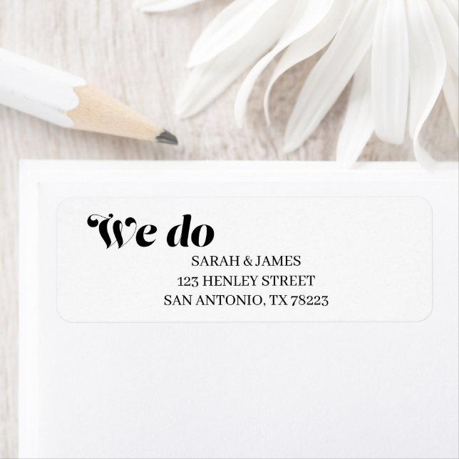 Elegant Minimalist Bold Calligraphy White Wedding Label (Insitu)