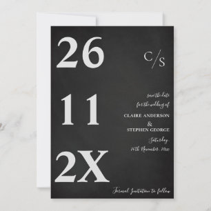 Elegant Minimalist Bold Font Black White Wedding Save The Date