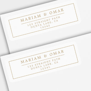 Elegant Minimalist Border Gold Return Address Label