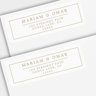 Elegant Minimalist Border Gold Return Address Label