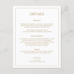 Elegant Minimalist Border Gold Wedding Details Enclosure Card