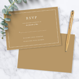 Elegant Minimalist Border Gold Wedding RSVP Card