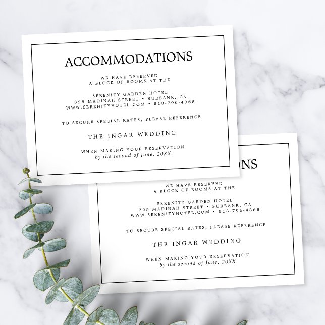 Elegant Minimalist Border Wedding Accommodations Enclosure Card (Creator Uploaded)
