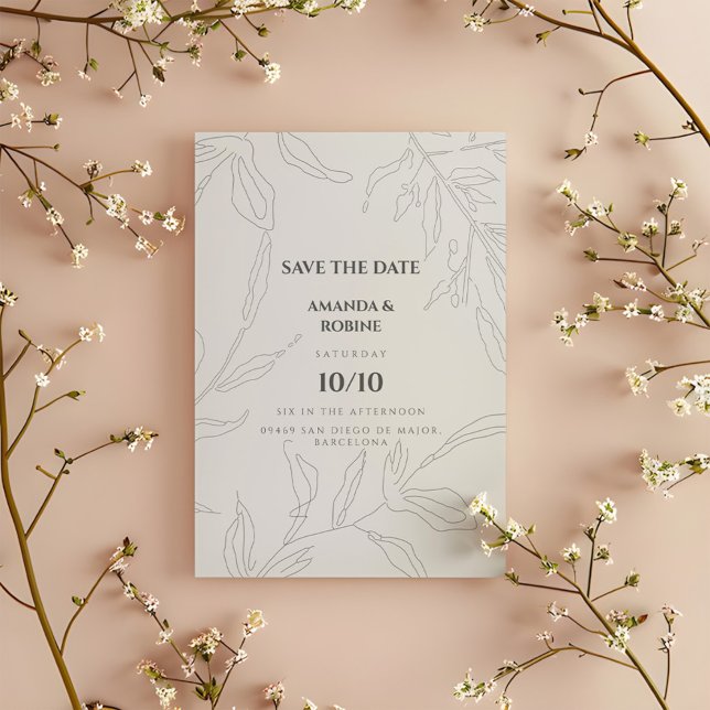Elegant Minimalist Botanical Save The Date (Creator Uploaded)
