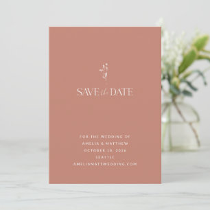 Elegant Minimalist Botanical Terracotta Wedding Save The Date