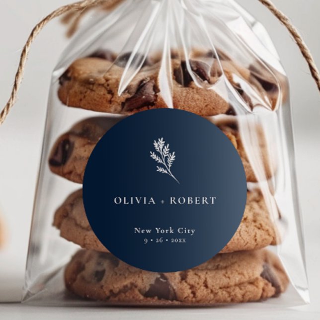 Elegant Minimalist Botanical Wedding Classic Round Sticker (Creator Uploaded)