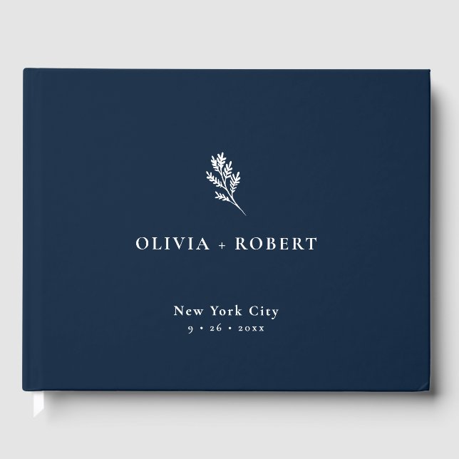 Elegant Minimalist Botanical Wedding Guest Book (Front)