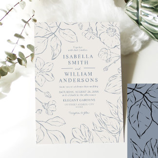 Elegant Minimalist Botanical Wedding Invitation