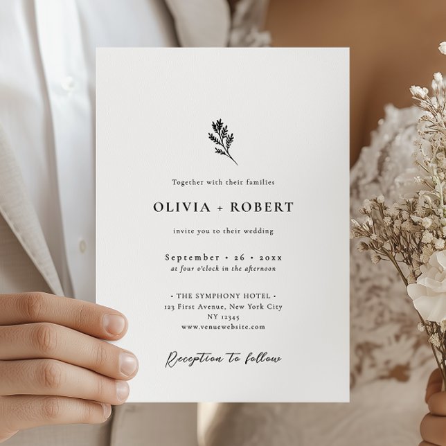 Elegant Minimalist Botanical Wedding Invitation (Creator Uploaded)