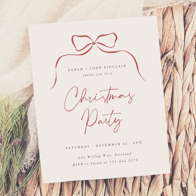 Elegant Minimalist Bow Budget Christmas Party (Creator Uploaded)