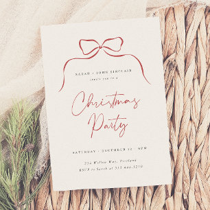 Elegant Minimalist Bow Christmas Holiday Party Invitation