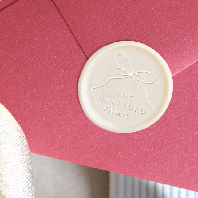 Elegant Minimalist Bow & Family Name Wax Seal Sticker (Wax Seal Sticker Mock-up)