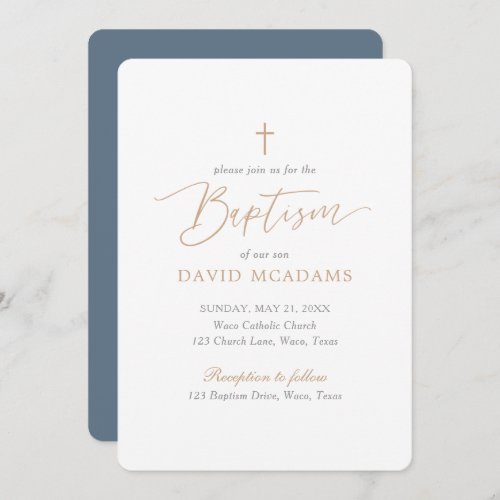 Elegant Minimalist Boy Baptism Religious Event Invitation