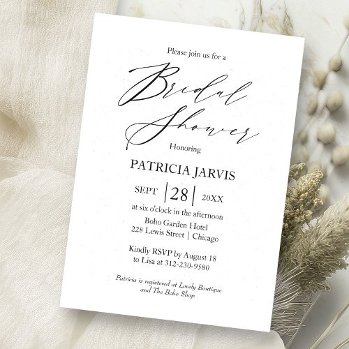 Elegant Minimalist Bridal Shower Invitation