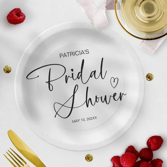 Elegant Minimalist Bridal Shower Paper Plates (Creator Uploaded)