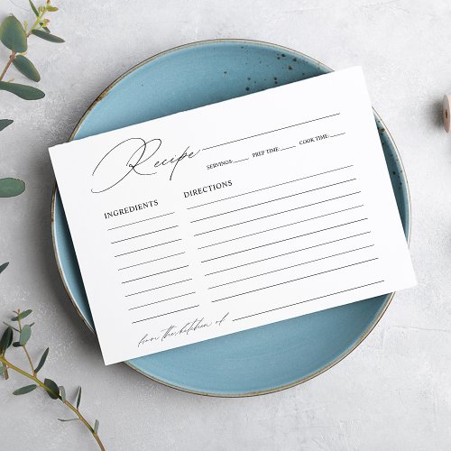 Elegant Minimalist Bridal Shower Recipe Card